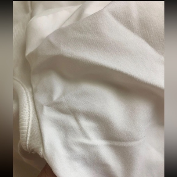 White Classic Elegant Cut Out Puff Long Sleeve Tee Shirt Blouse Top - Picture 7 of 9